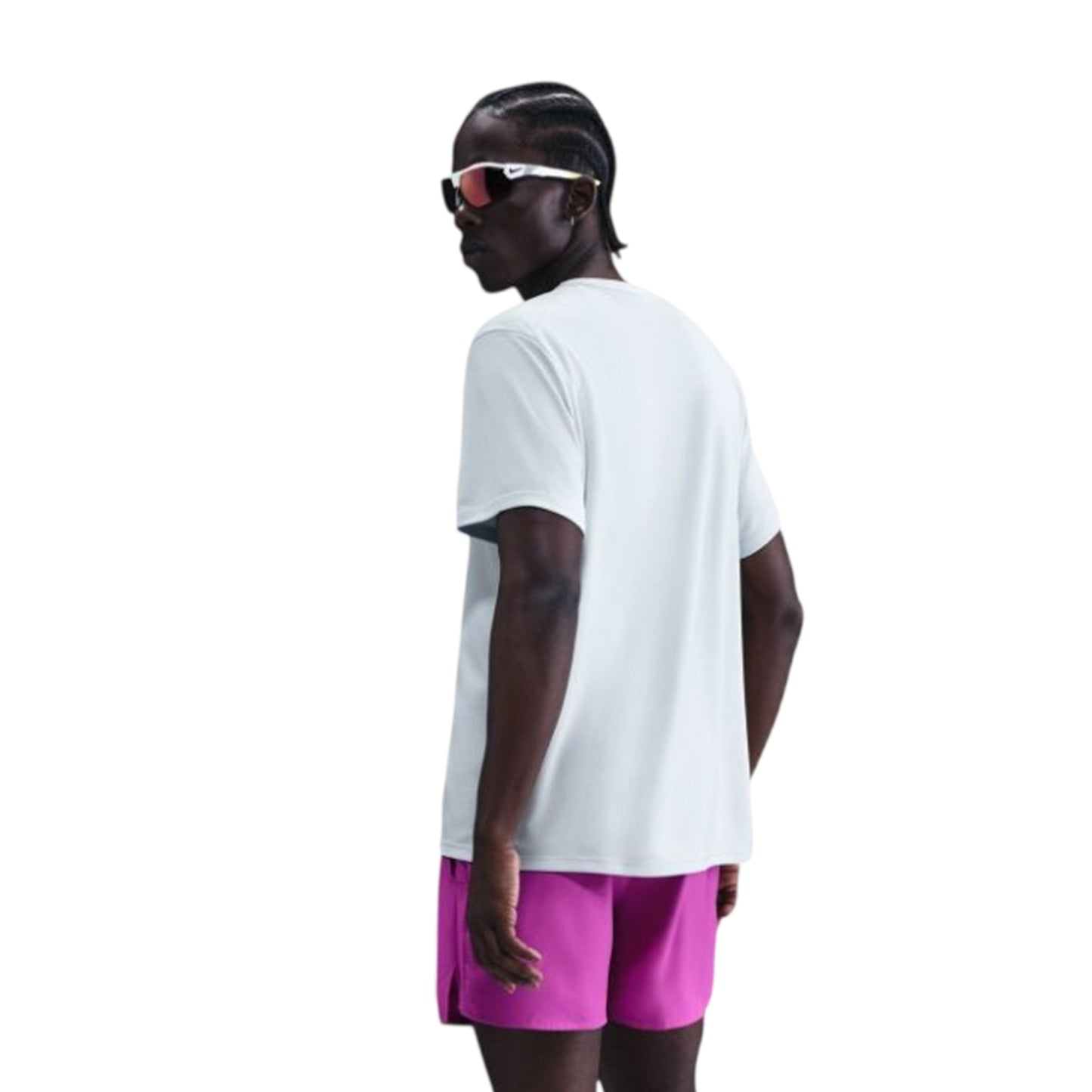 Platinum - Back - Nike Mens Miler Crew Neck Short-Sleeved T-Shirt