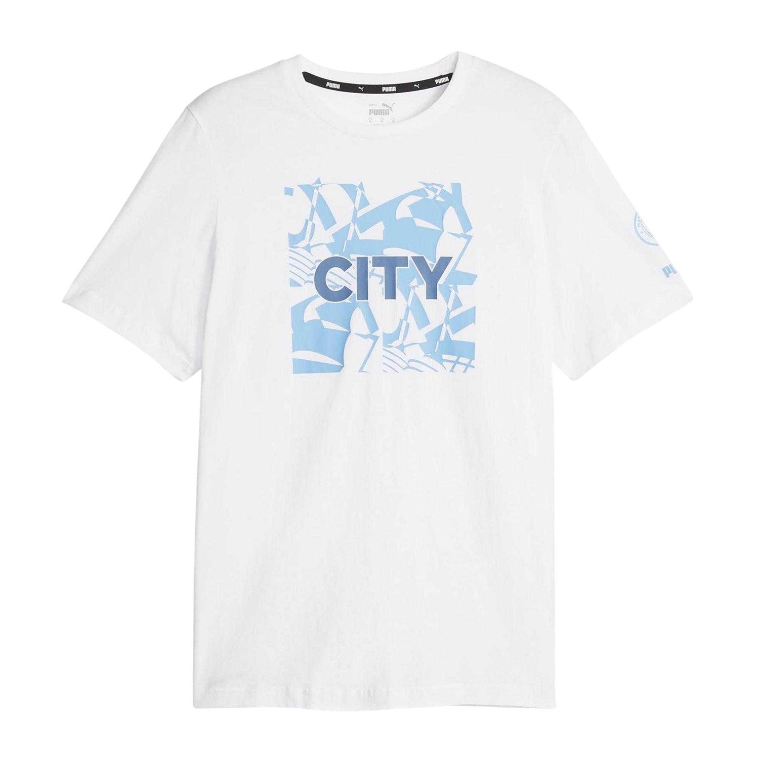 White - Front - Puma Mens Ftblcore Manchester City FC Crew Neck T-Shirt