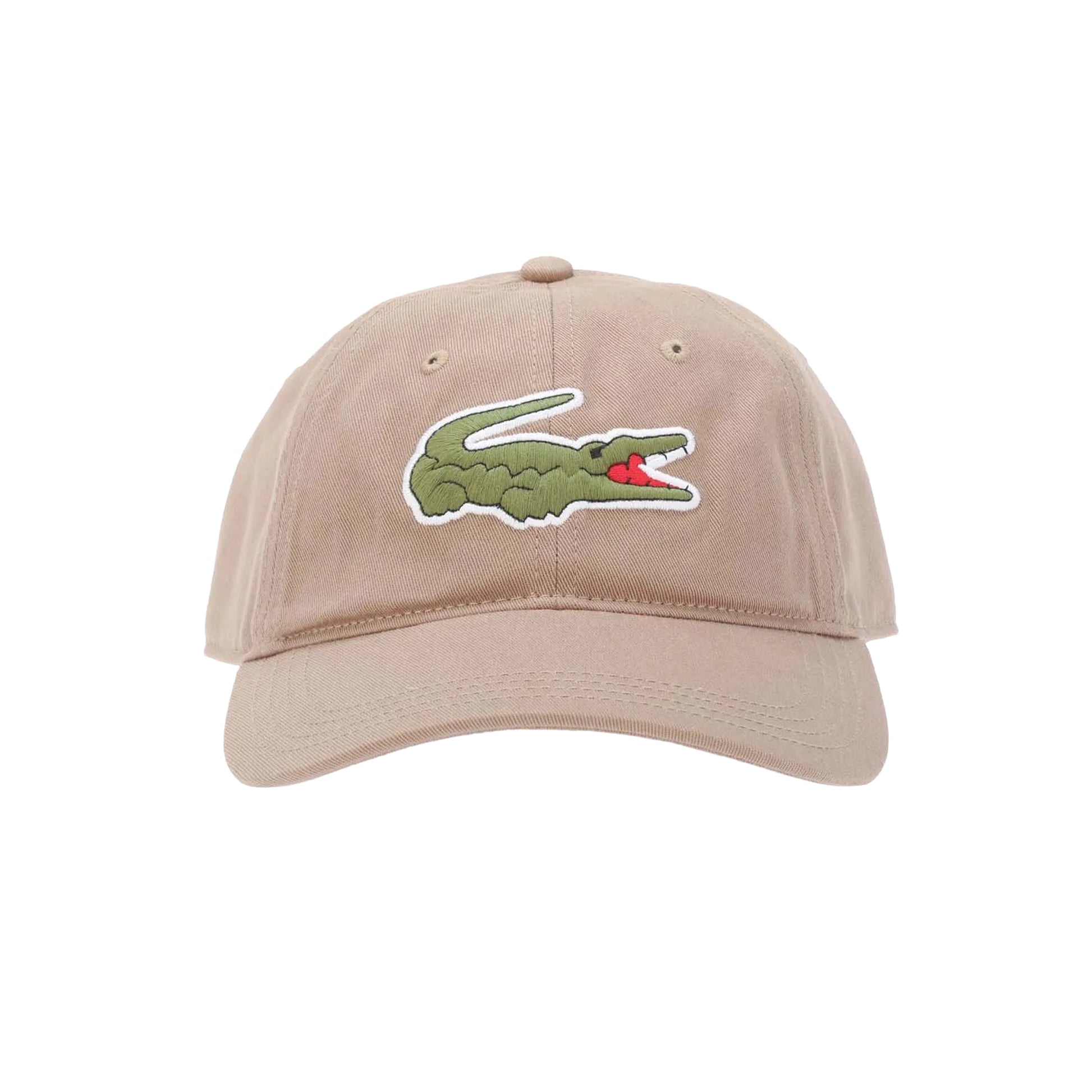 Beige - Front - Lacoste Garbardine Embroidered Logo Baseball Cap