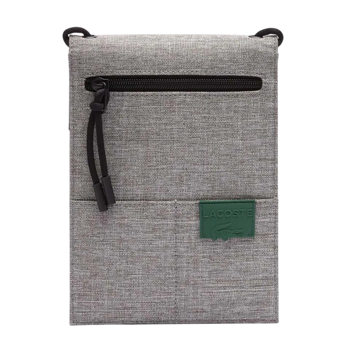 Grey - Back - Lacoste Neocroc Canvas Neck Pouch