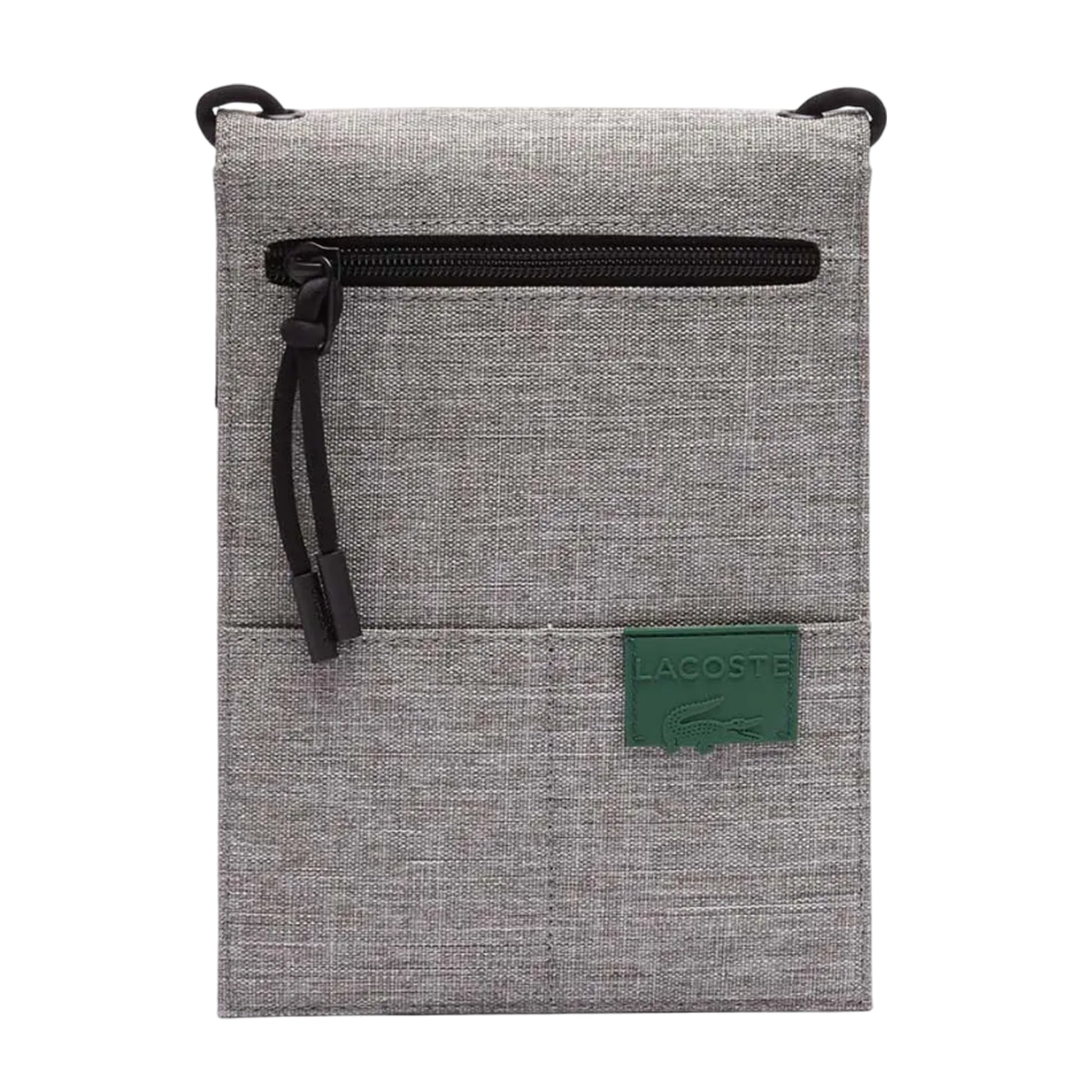 Grey - Back - Lacoste Neocroc Canvas Neck Pouch