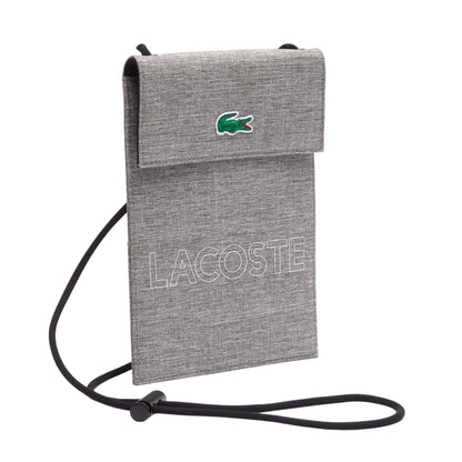 Grey - Side - Lacoste Neocroc Canvas Neck Pouch