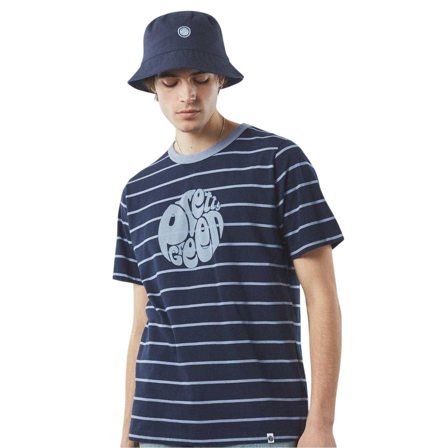 Navy - Back - Pretty Green Mens Capella Striped Regular T-Shirt