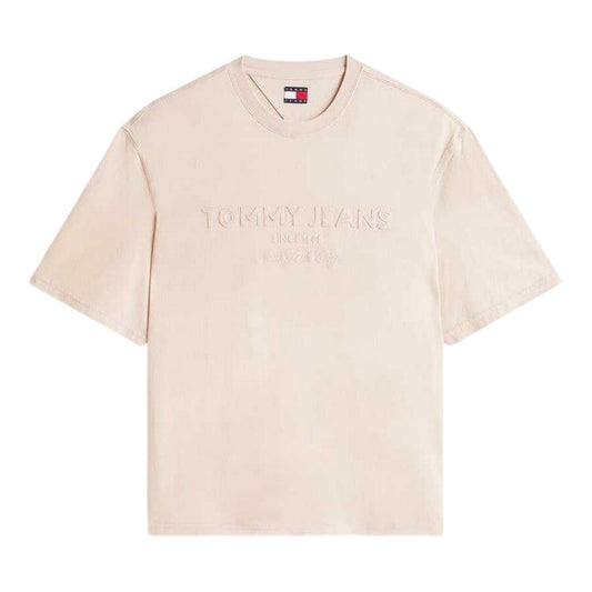 Sand - Front - Tommy Jeans Mens 90s Embroidered Crew Neck T-Shirt