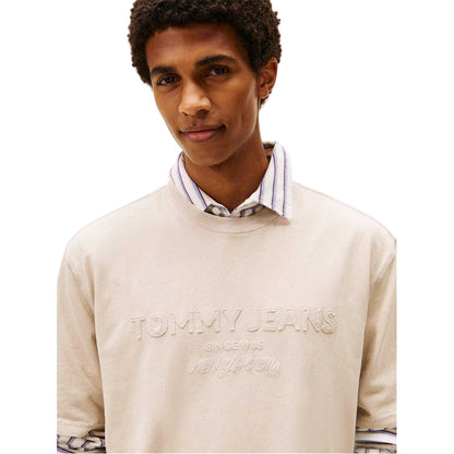 Sand - Side - Tommy Jeans Mens 90s Embroidered Crew Neck T-Shirt