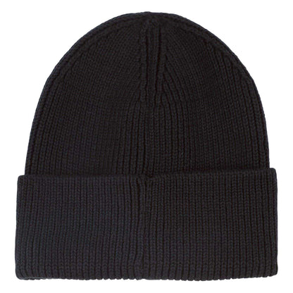 Black - Back - Hugo Childrens-Kids Logo Ribbed Beanie