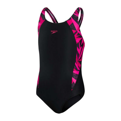 Black-Pink - Front - Speedo Womens-Ladies Hyper Boom Splice Muscleback One Piece Swimsuit