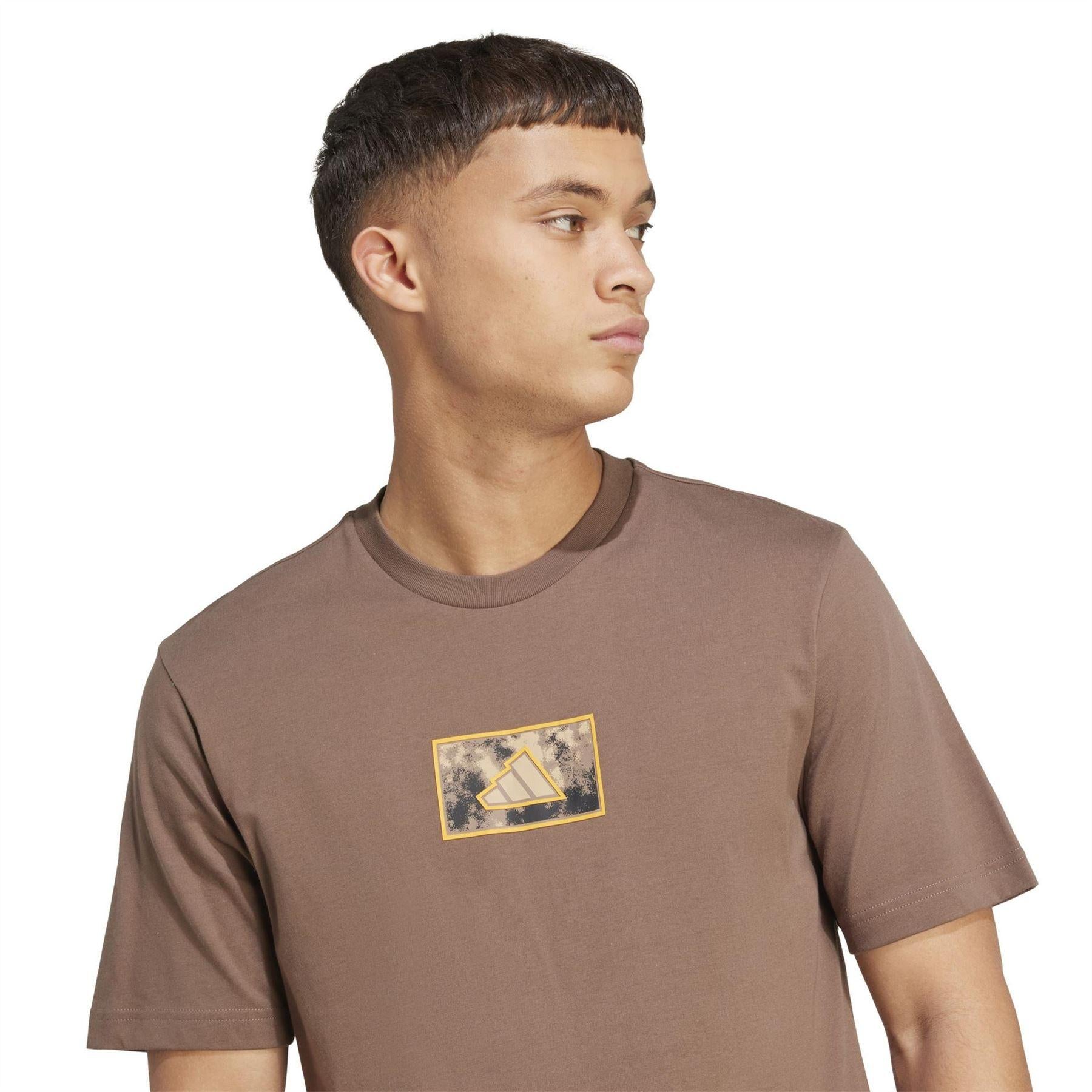 Earth Brown - Side - Adidas Mens Logo T-Shirt