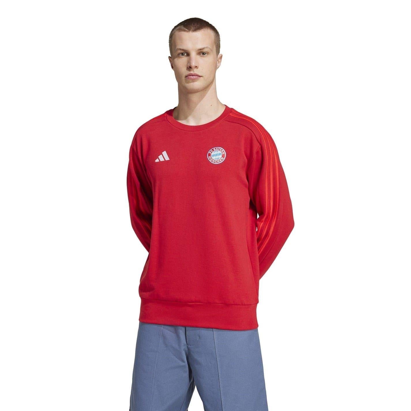 Red - Back - FC Bayern Munich Unisex Adult Dna Adidas Cotton Long-Sleeved Sweatshirt