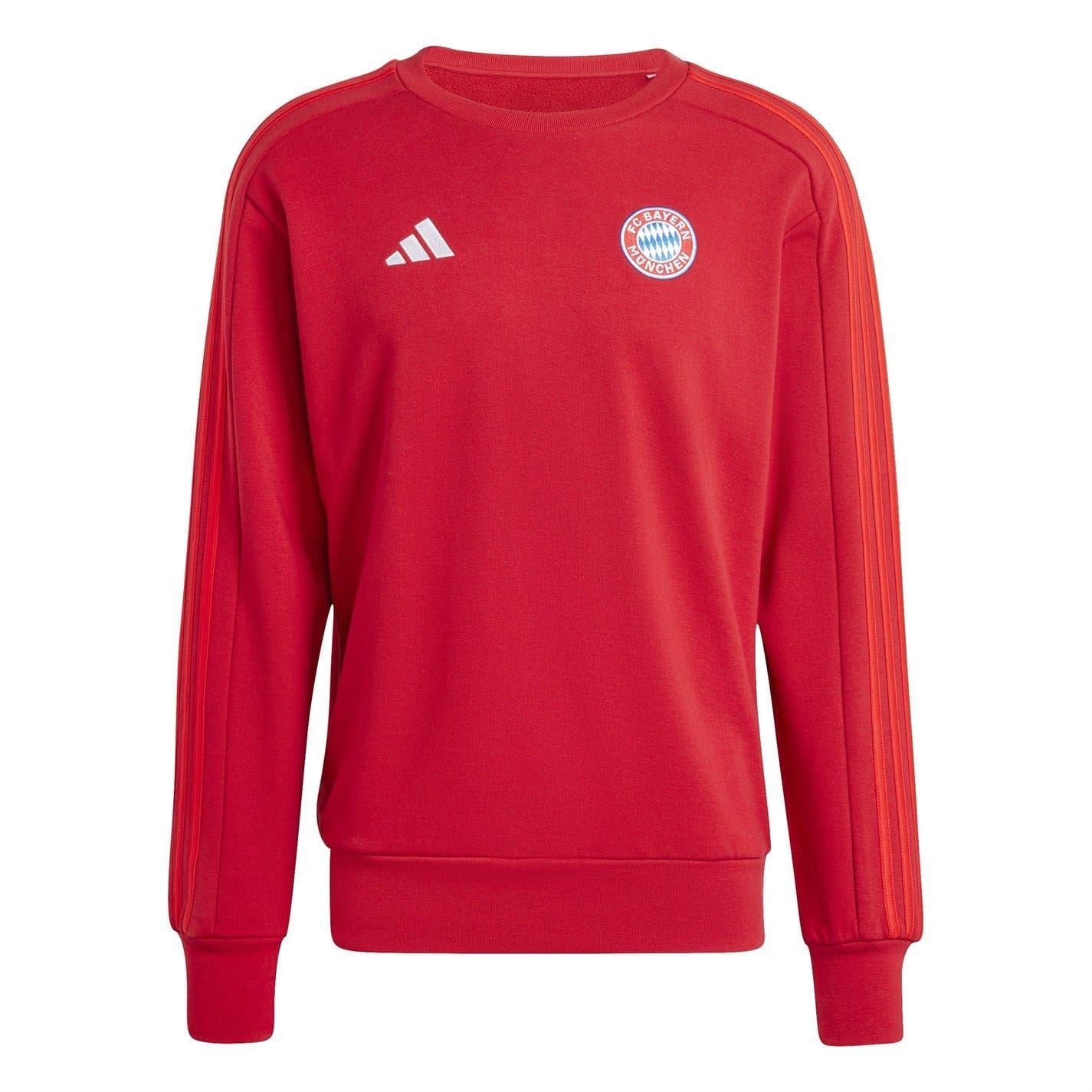 Red - Front - FC Bayern Munich Unisex Adult Dna Adidas Cotton Long-Sleeved Sweatshirt