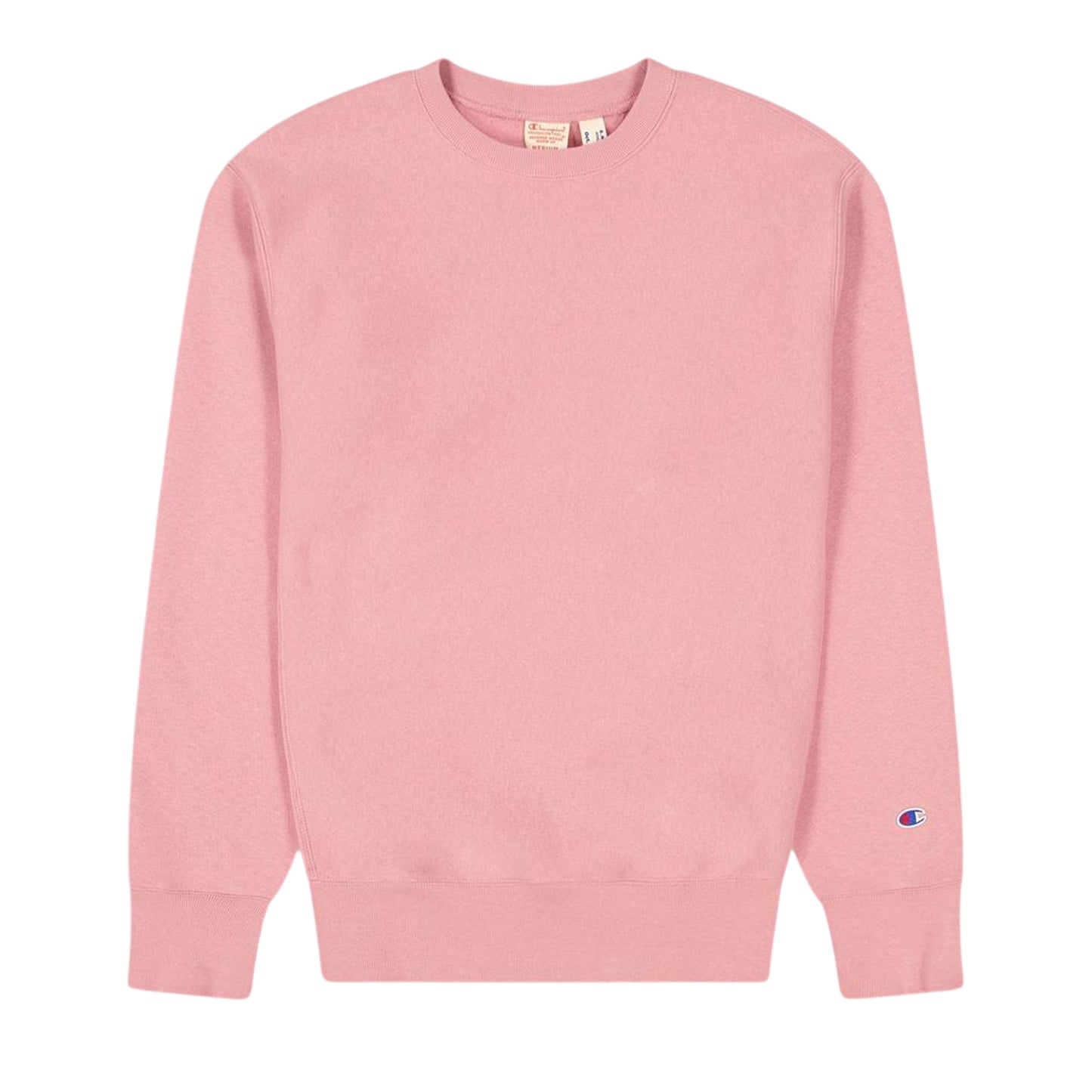 Pink - Front - Champion Mens Crew Neck Regular Long-Sleeved Sweatshirt
