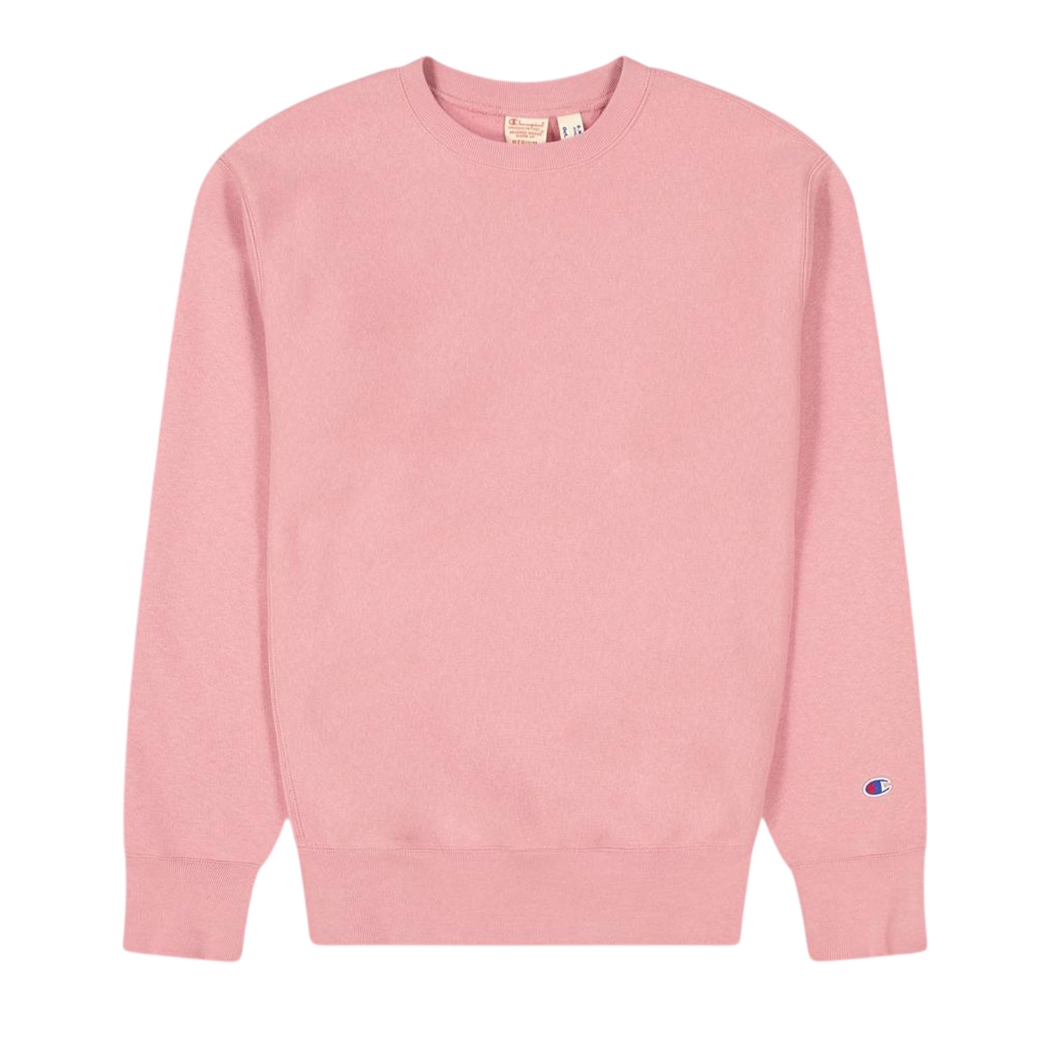 Pink - Front - Champion Mens Crew Neck Regular Long-Sleeved Sweatshirt