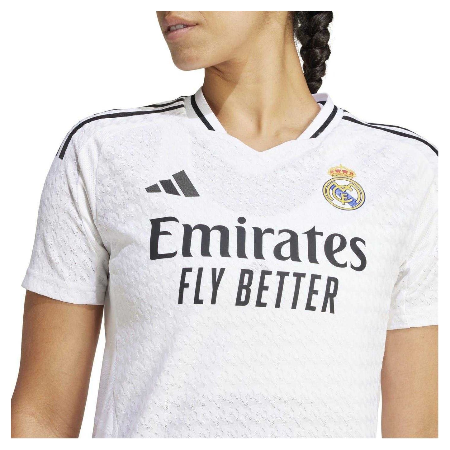 White - Side - Adidas Womens-Ladies Authentic 24-25 Real Madrid CF Home Shirt