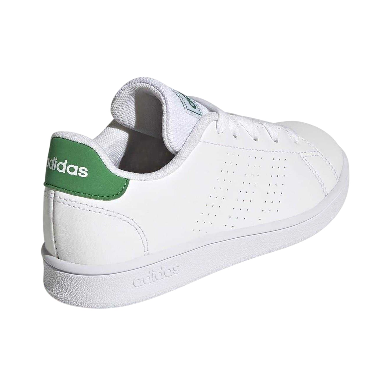 White-Green - Back - Adidas Childrens-Kids Advantage Lifestyle Court Lace Up Trainers