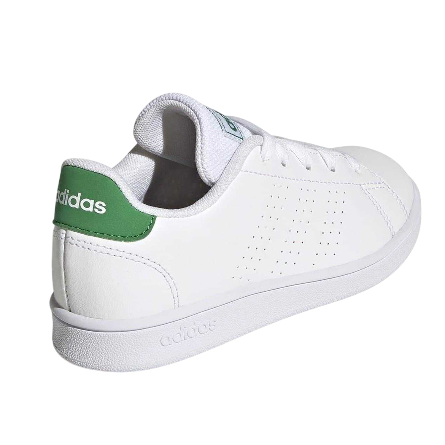White-Green - Back - Adidas Childrens-Kids Advantage Lifestyle Court Lace Up Trainers