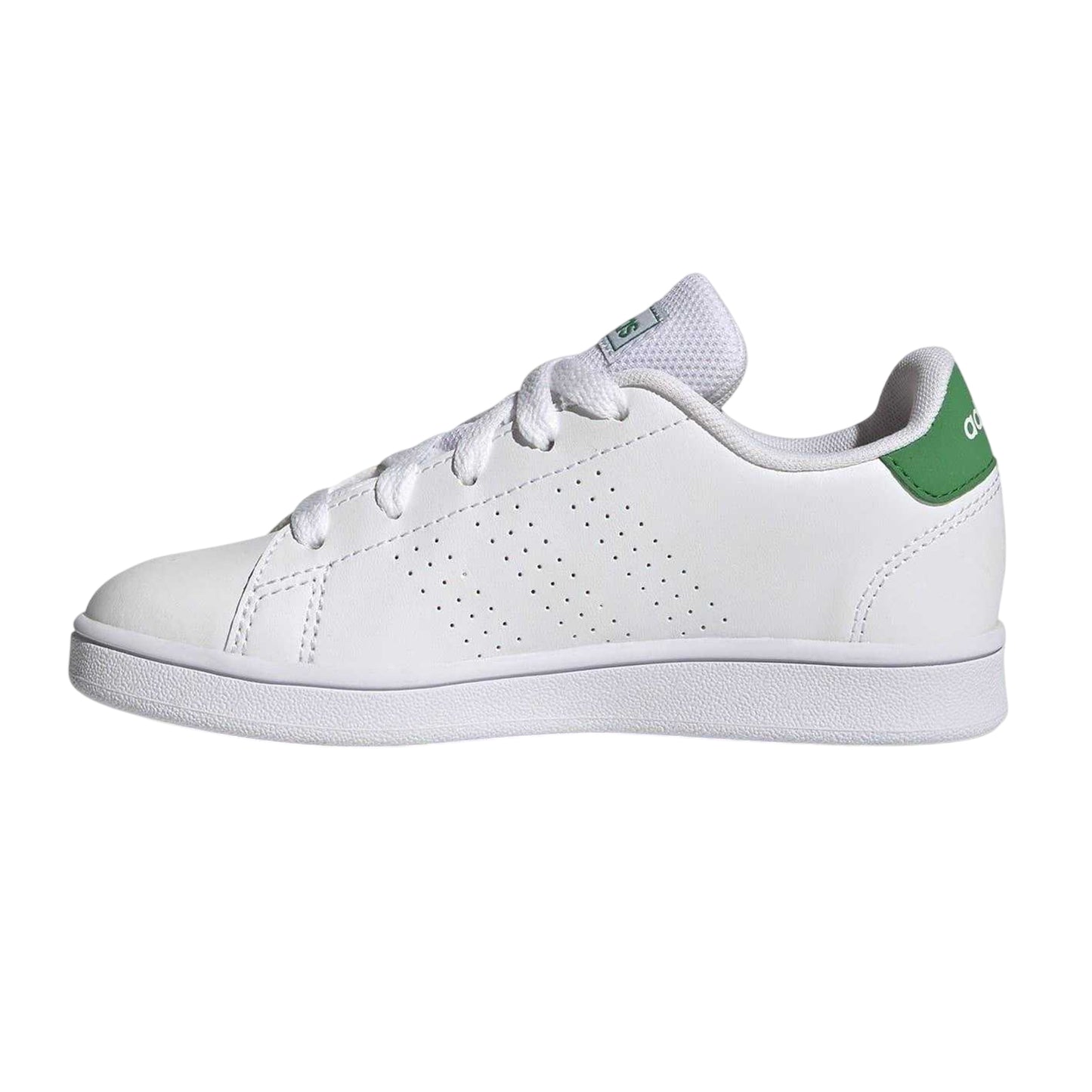 White-Green - Side - Adidas Childrens-Kids Advantage Lifestyle Court Lace Up Trainers