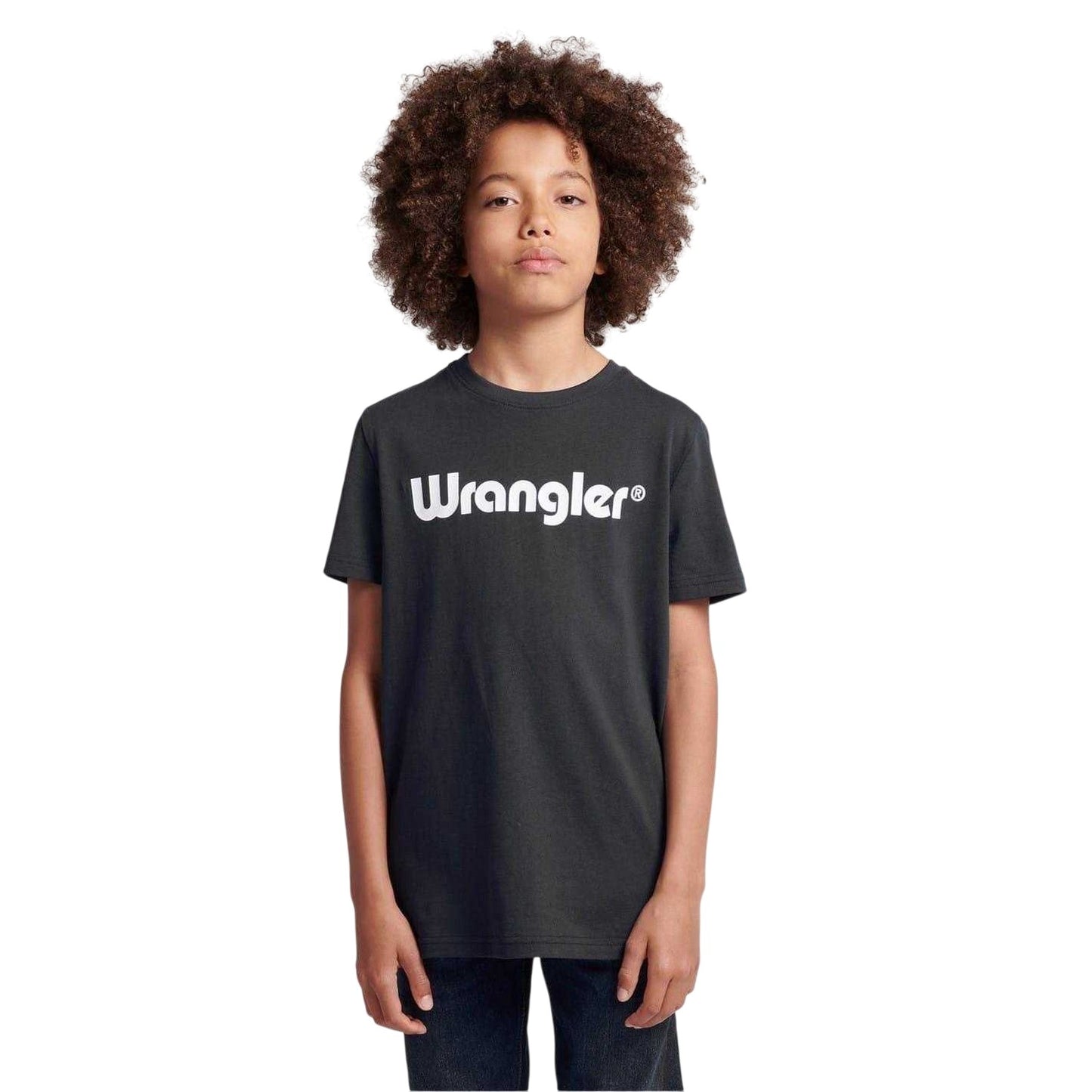 Black - Side - Wrangler Childrens-Kids Logo Cotton Regular T-Shirt