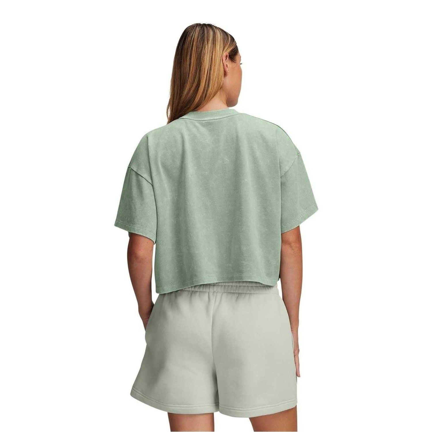 Green - Back - Calvin Klein Womens-Ladies Wash Heavyweight Cropped T-Shirt