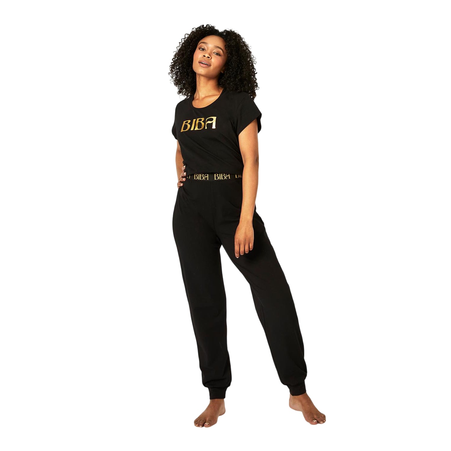 Black - Pack Shot - Biba Womens-Ladies Logo Cotton T-Shirt