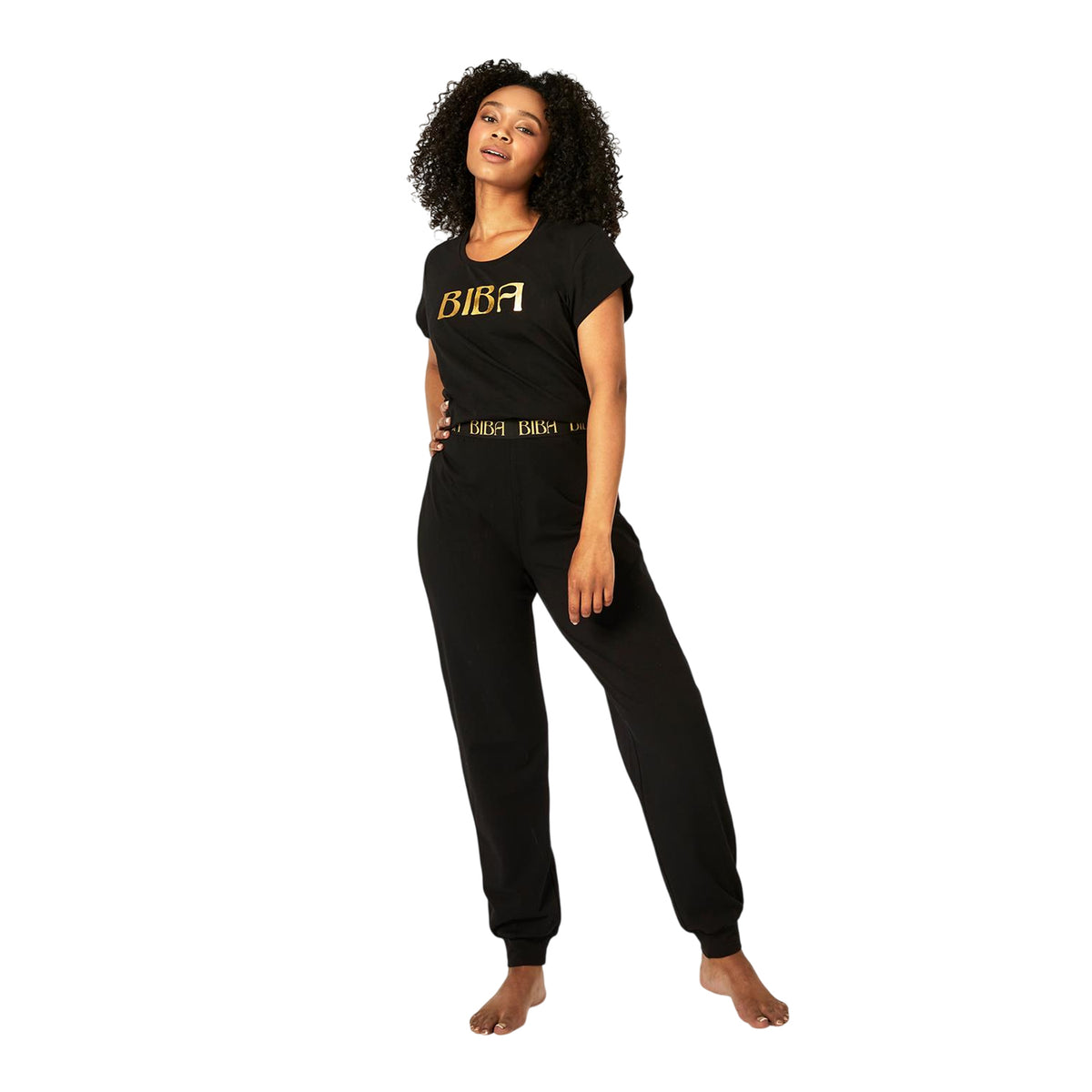 Black - Pack Shot - Biba Womens-Ladies Logo Cotton T-Shirt