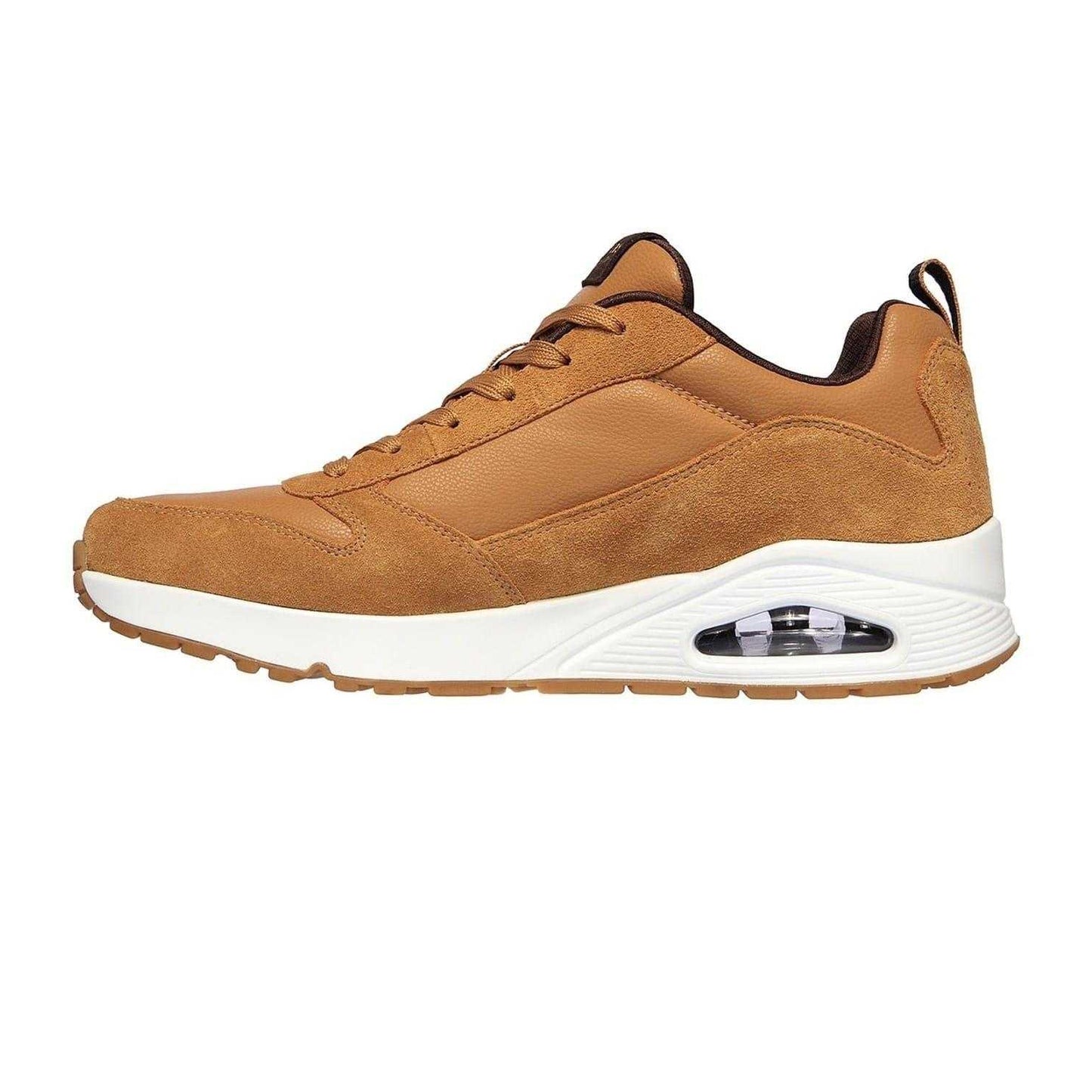Brown - Back - Skechers Mens Uno Stacre Suede Trainers