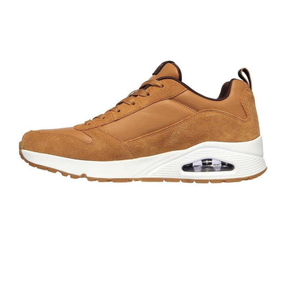Brown - Back - Skechers Mens Uno Stacre Suede Trainers