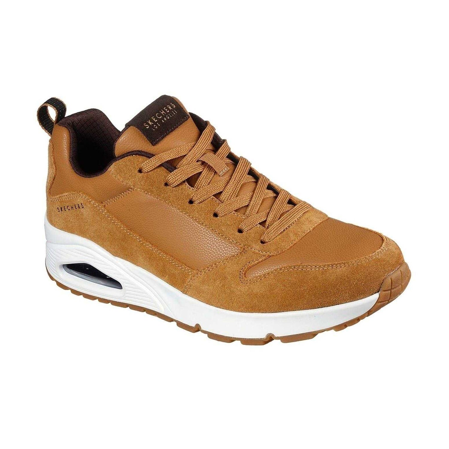 Brown - Pack Shot - Skechers Mens Uno Stacre Suede Trainers