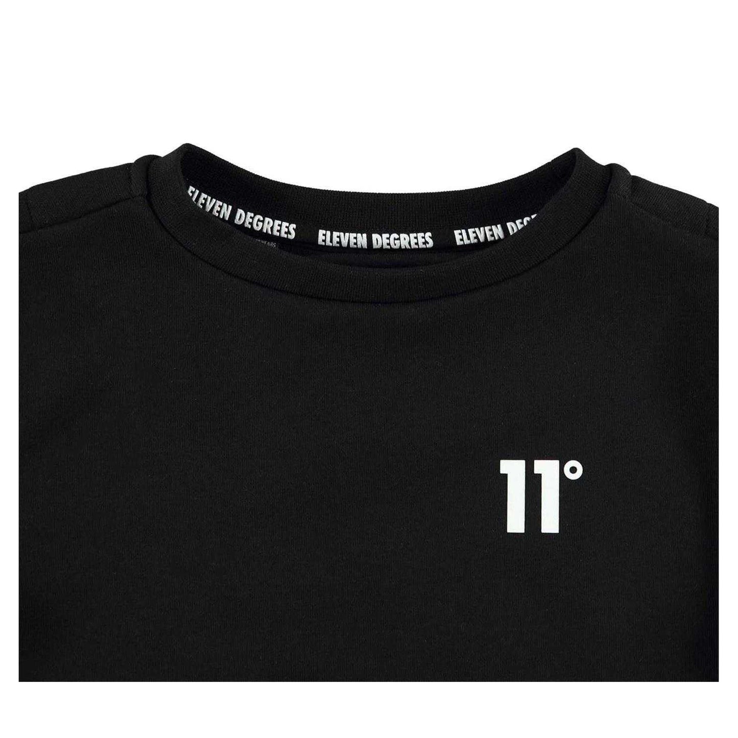 Black - Side - 11 Degrees Childrens-Kids Crew Neck Sweatshirt