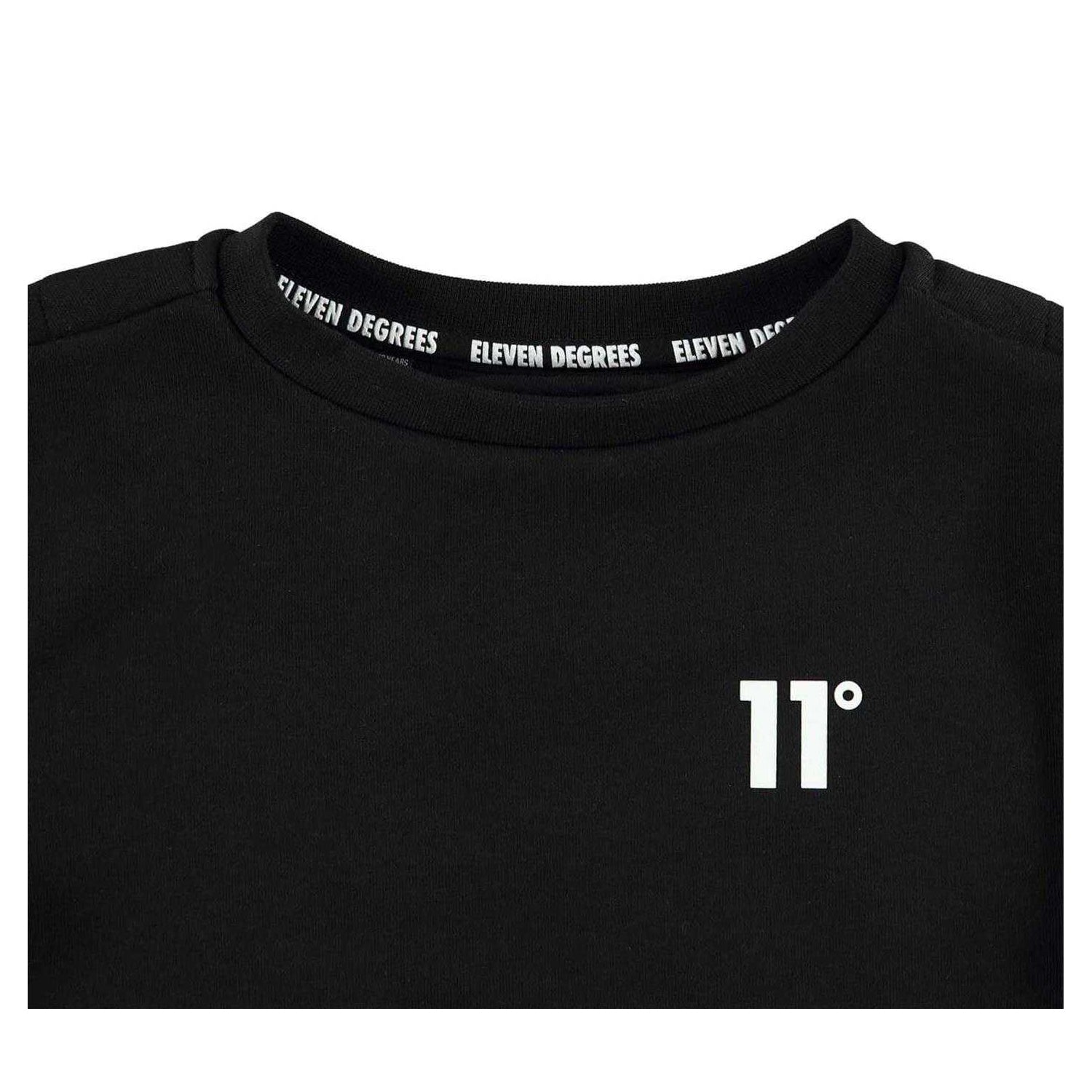 Black - Side - 11 Degrees Childrens-Kids Crew Neck Sweatshirt