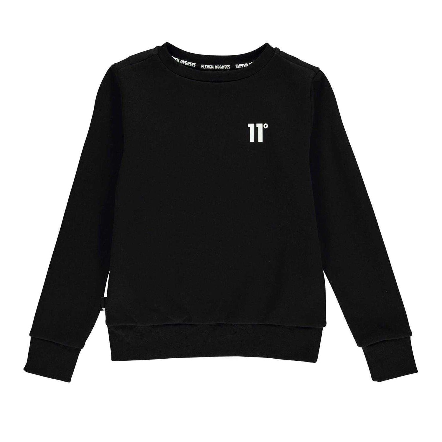 Black - Front - 11 Degrees Childrens-Kids Crew Neck Sweatshirt