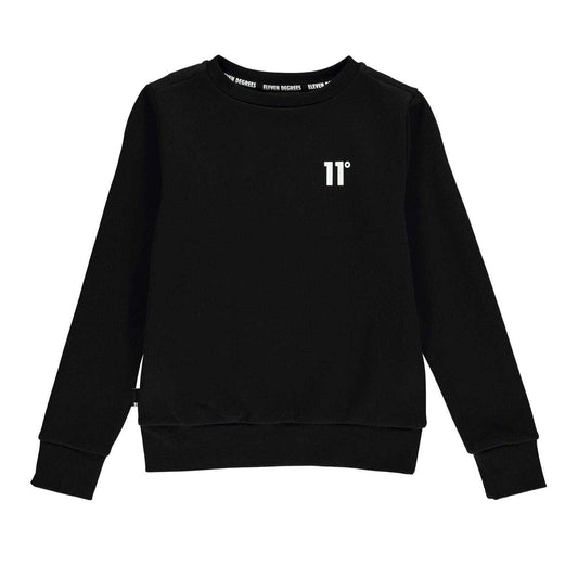 Black - Front - 11 Degrees Childrens-Kids Crew Neck Sweatshirt