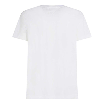 White - Back - Tommy Hilfiger Mens Panel Cotton Branded Tape Regular T-Shirt