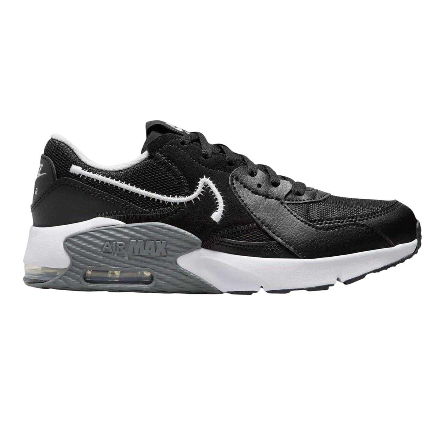 Black-White - Front - Nike Childrens-Kids Air Max Excee Shoes