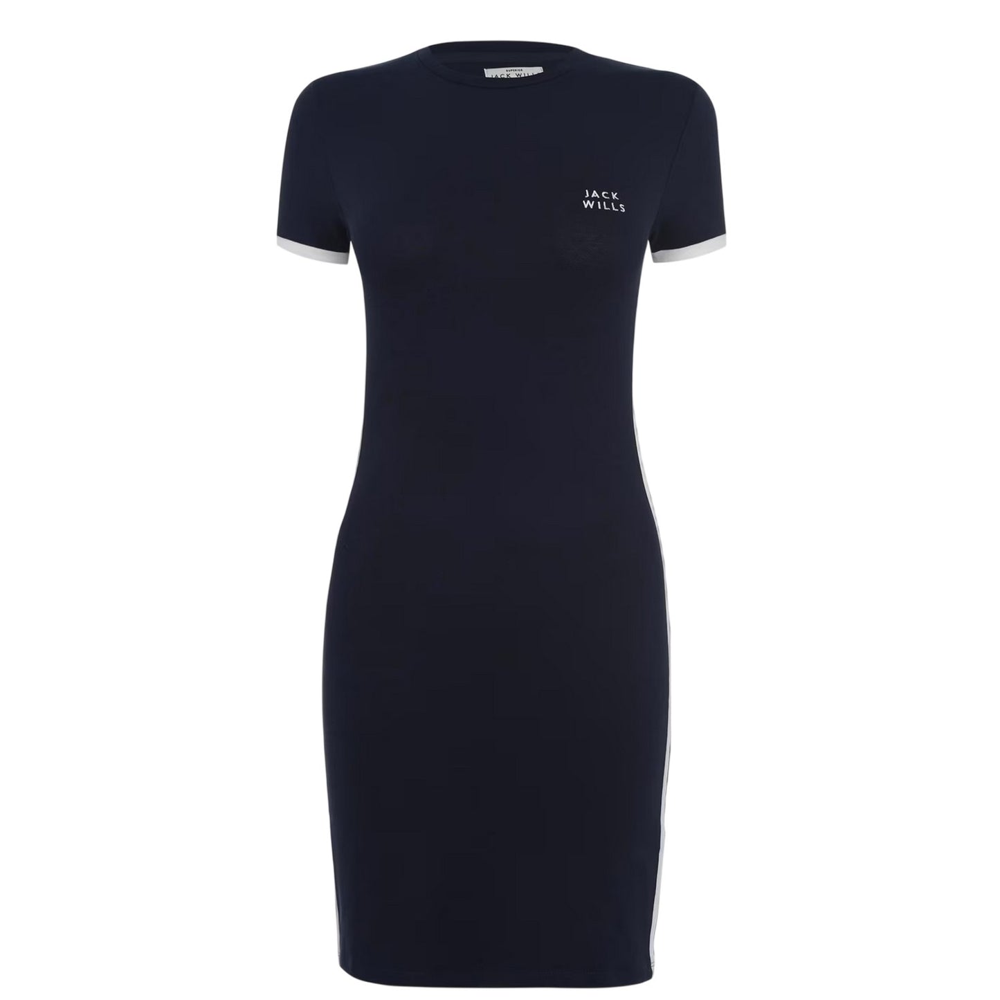 Navy - Front - Jack Wills Womens-Ladies Goodrington Side Stripe Mini Dress