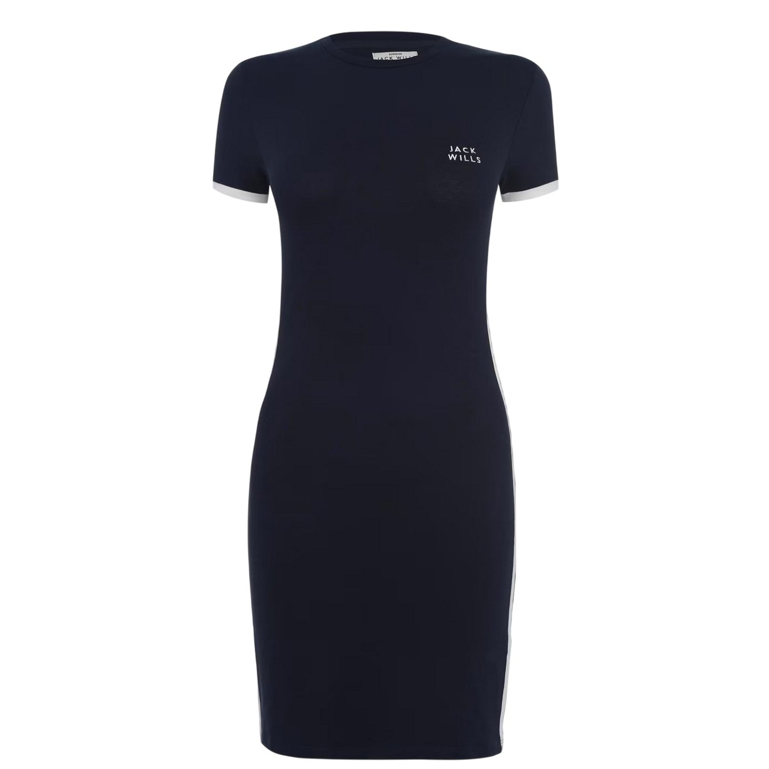 Navy - Front - Jack Wills Womens-Ladies Goodrington Side Stripe Mini Dress