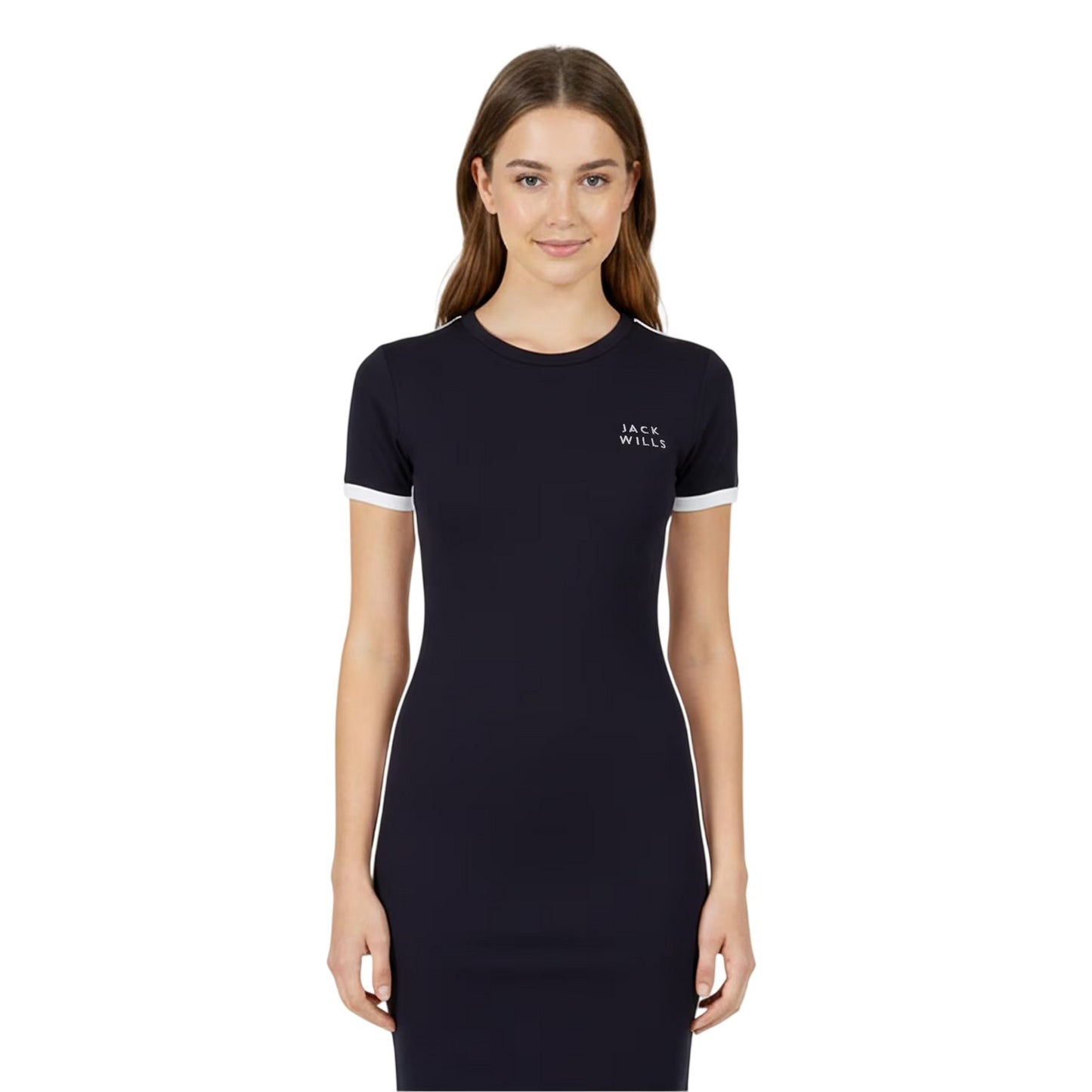 Navy - Side - Jack Wills Womens-Ladies Goodrington Side Stripe Mini Dress