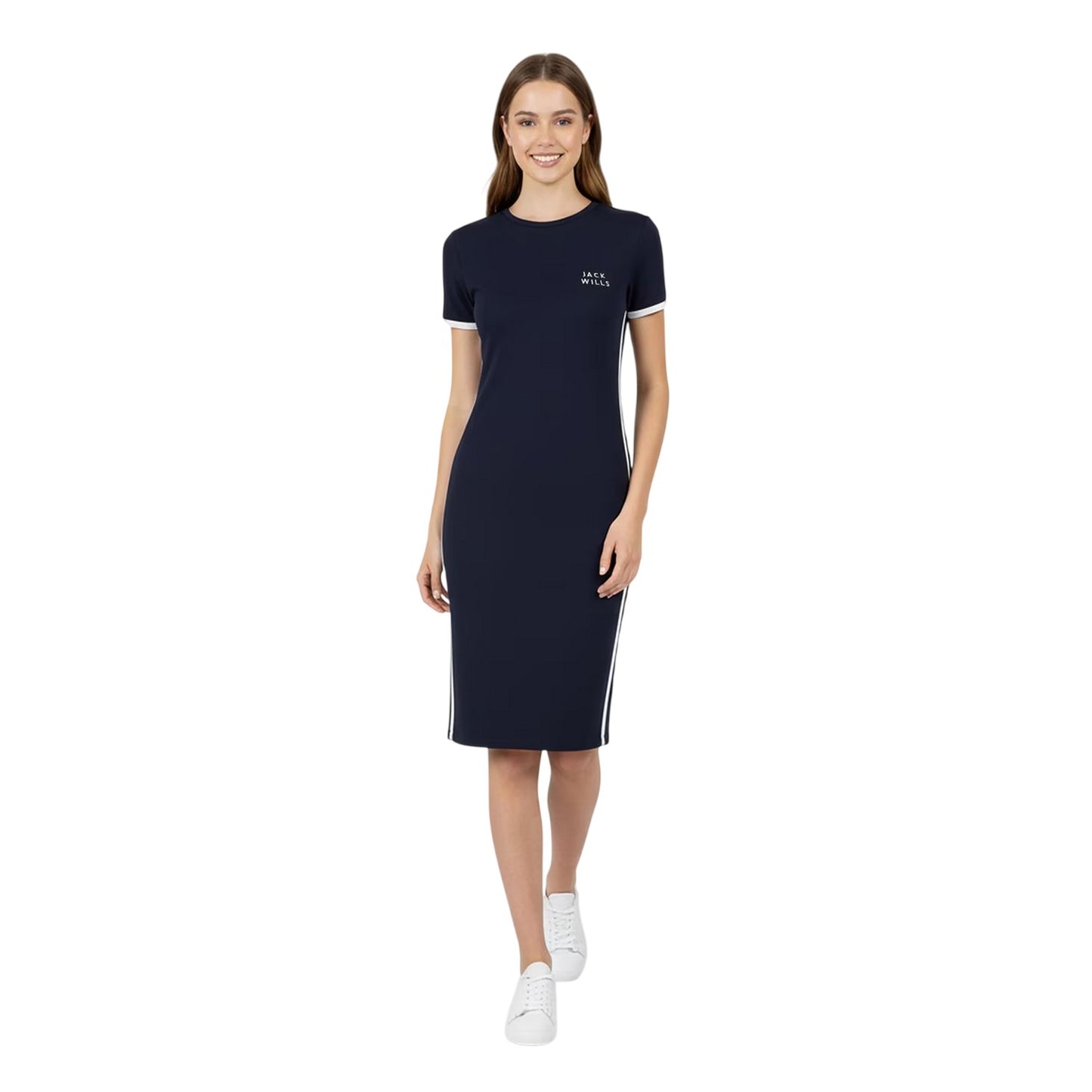 Navy - Pack Shot - Jack Wills Womens-Ladies Goodrington Side Stripe Mini Dress