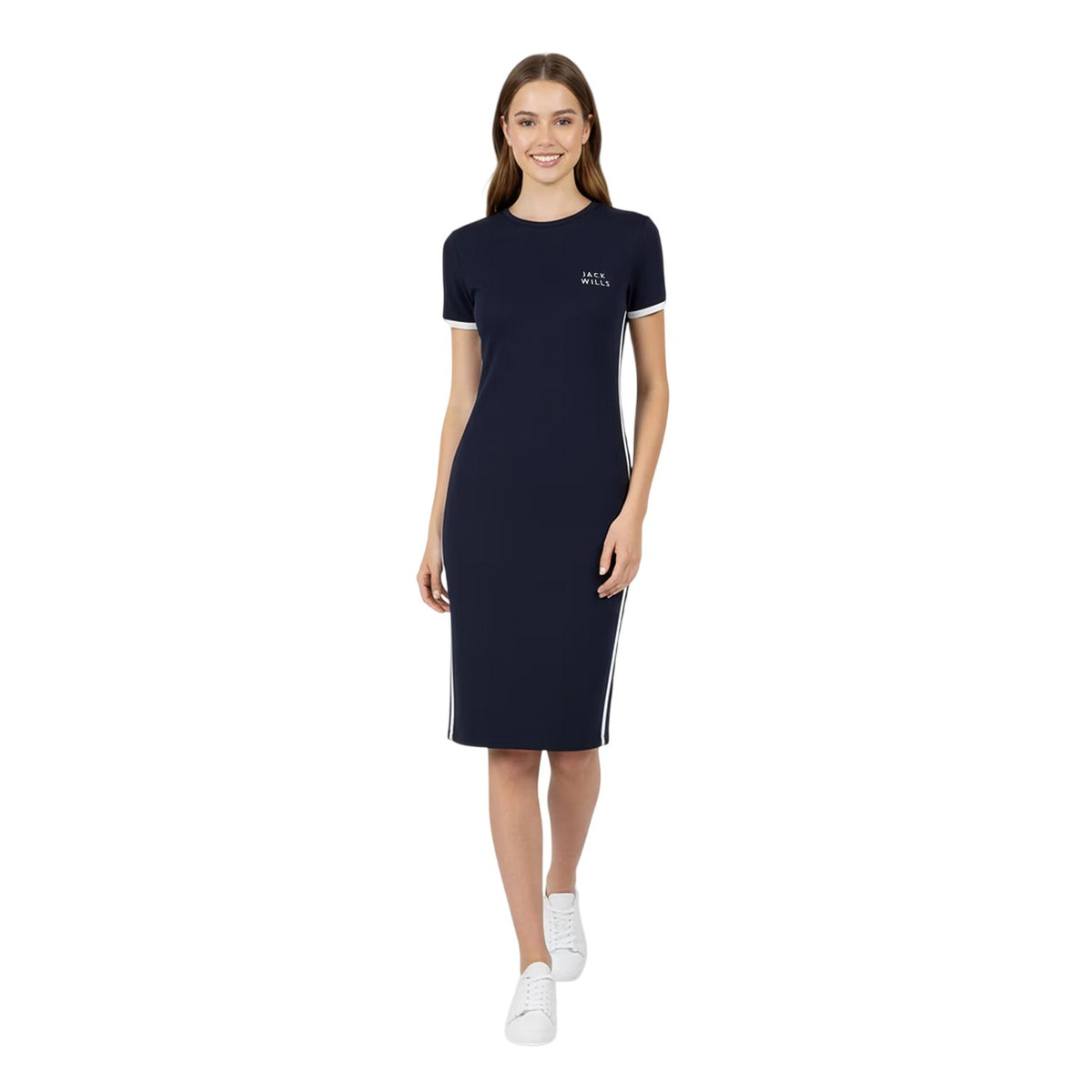 Navy - Pack Shot - Jack Wills Womens-Ladies Goodrington Side Stripe Mini Dress