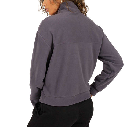 Charcoal - Back - Brave Soul Womens-Ladies Polar Fleece Quarter Zip Sweatshirt