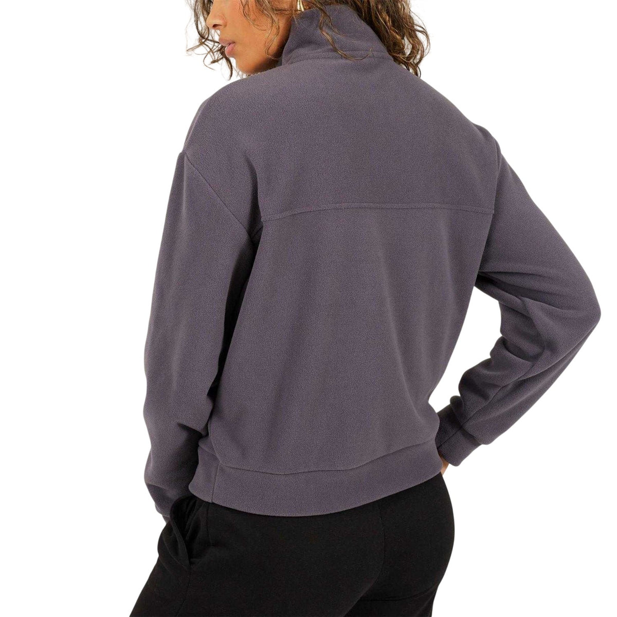 Charcoal - Back - Brave Soul Womens-Ladies Polar Fleece Quarter Zip Sweatshirt