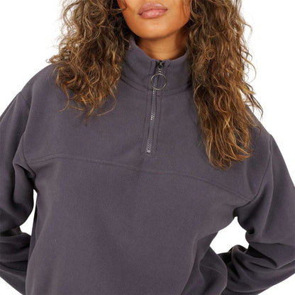 Charcoal - Side - Brave Soul Womens-Ladies Polar Fleece Quarter Zip Sweatshirt