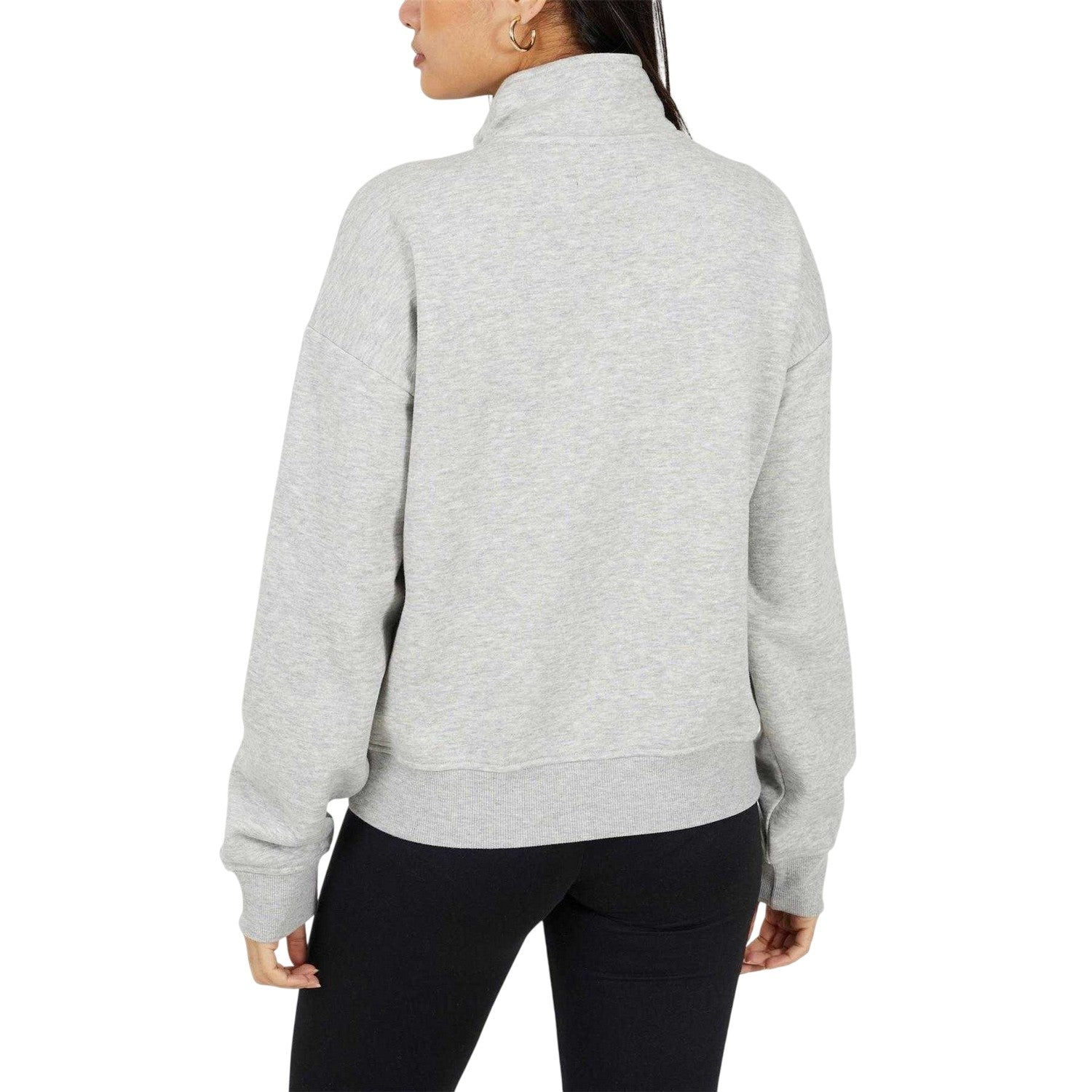 Grey Marl - Back - Brave Soul Womens-Ladies Quarter Zip Sweatshirt