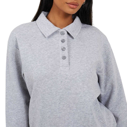 Silver Grey - Side - Brave Soul Womens-Ladies Collared Relaxed Fit Sweatshirt