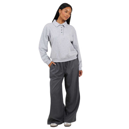 Silver Grey - Lifestyle - Brave Soul Womens-Ladies Collared Relaxed Fit Sweatshirt