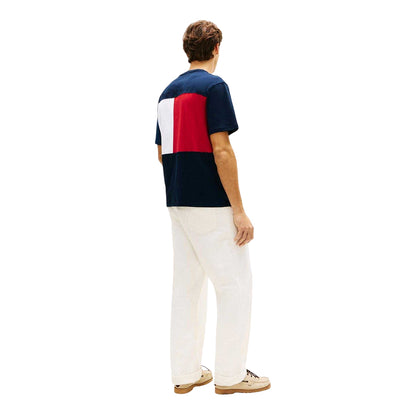 Navy - Pack Shot - Tommy Hilfiger Mens Flag Jersey Embroidered T-Shirt