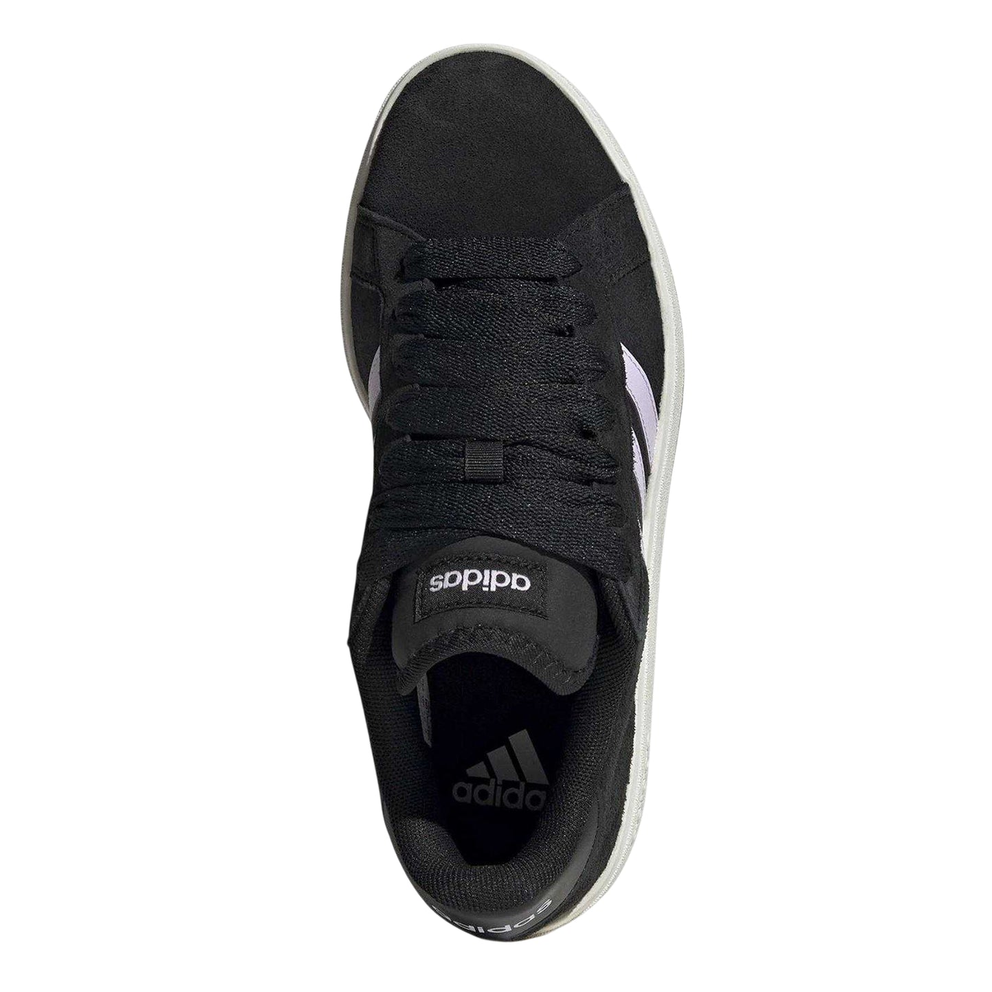 Black-White - Lifestyle - Adidas Womens-Ladies Court Base 00s 3 Stripes Suede Trainers