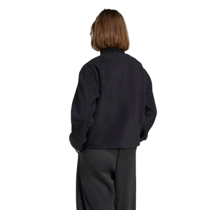 Black - Back - Adidas Womens-Ladies Embroidered Logo Half Zip Long-Sleeved Sweatshirt