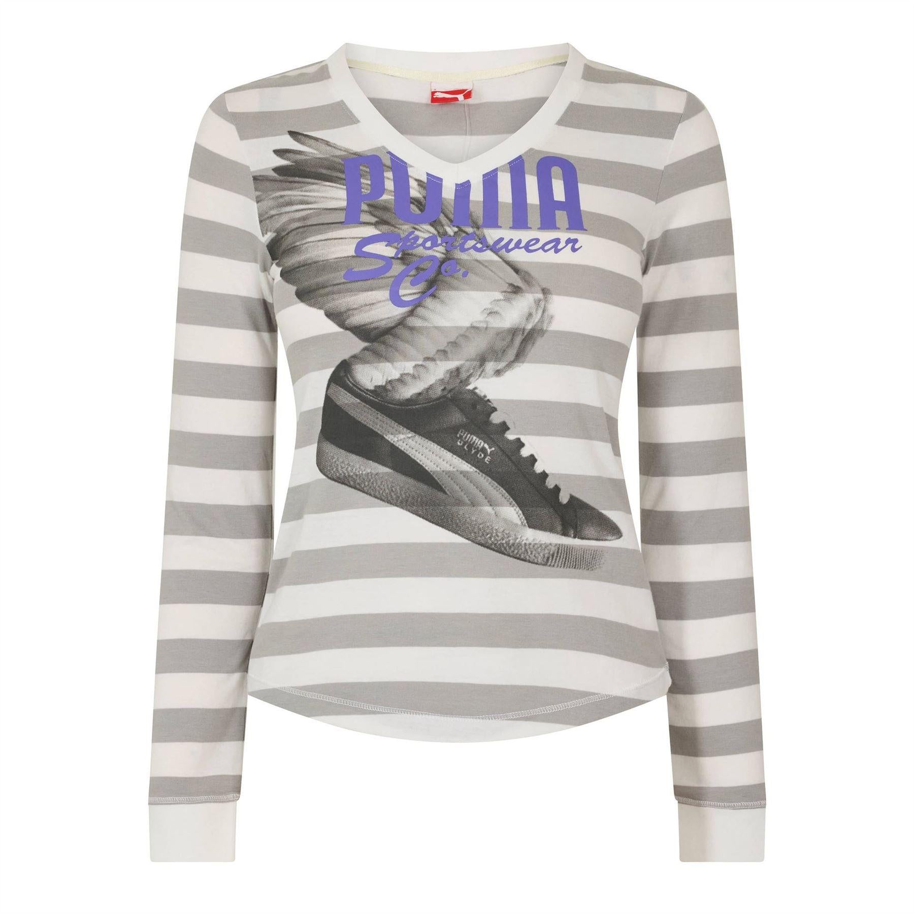 White - Front - Puma Womens-Ladies Clyde Long-Sleeved T-Shirt