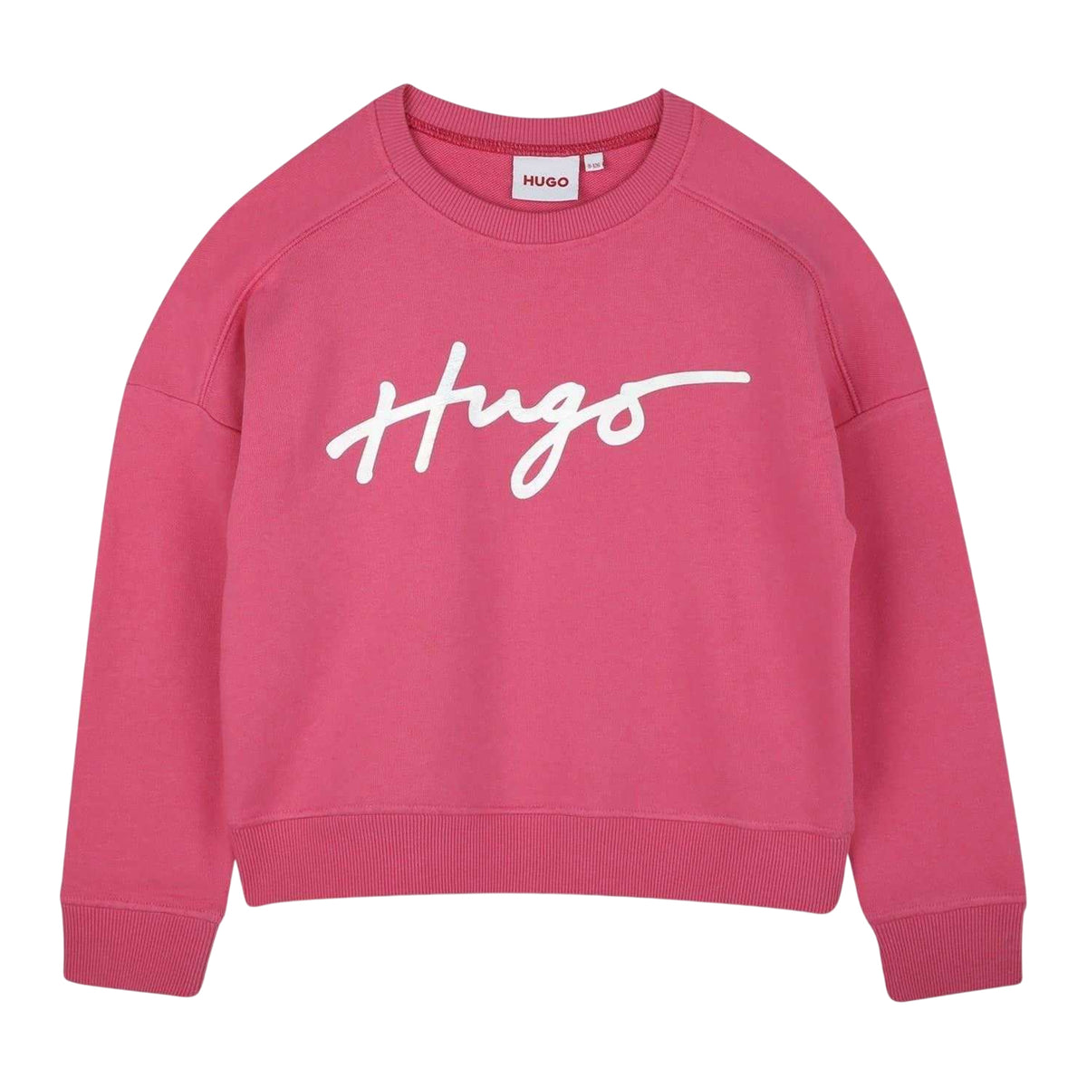 Pink - Front - Hugo Girls Logo Crew Neck Regular Sweatshirt