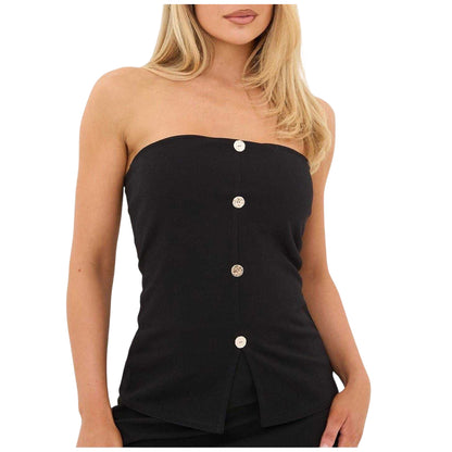 Black - Side - I Saw It First Womens-Ladies Patterned Bandeau Slim Mini Dress